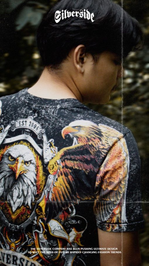 SILVERSIDE EAGLE SHIELD T-SHIRT FULLPRINT BIKERS APPAREL - Image 4